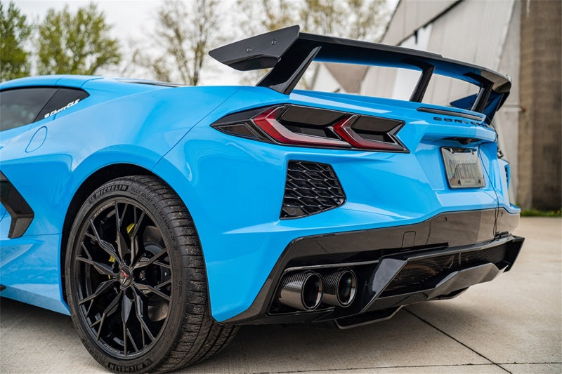 CORSA Performance Corsa 20-23 Chevrolet Corvette C8 RWD 3in Delete 4 Valve Cat-Back w/NPP w/4.5in CF Black PVD Tips 21106CFBLK 21106CFBLK Photo - Mounted