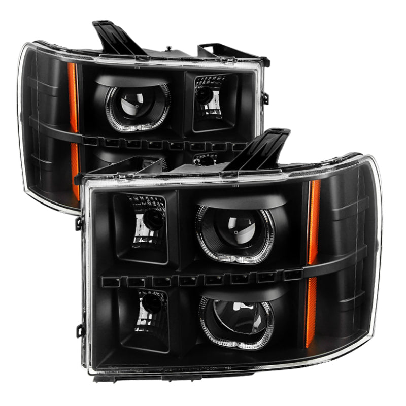 SPYDER Xtune GMC Sierra 1500/2500/3500 07-13 Projector Headlights LED Halo Black PRO-JH-GSIE07-CFB-BK 9032264 9032264 Photo - Primary