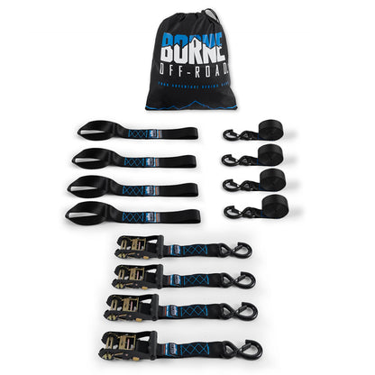Borne Off-Road Heavy-Duty Ratchet Tie-Down Kit (4-Pack) - Black BNRTC-TDHD-4BK BNRTC-TDHD-4BK Photo - Primary