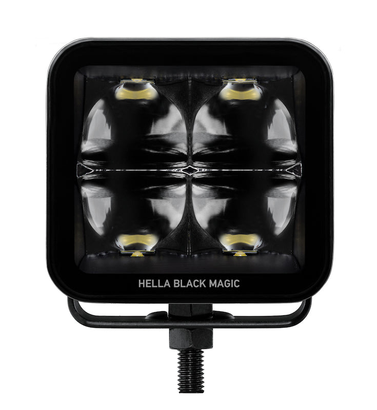 Hella Universal Black Magic 3.2in L.E.D. Cube Kit - Flood Beam (Long Range) 358176821 358176821 Photo - out of package