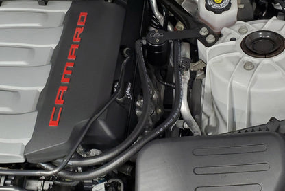 J&L 16-22 Chevrolet Camaro LT1 6.2L Driver Side Oil Separator 3.0 - Black Anodized 3081D-B 3081D-B Photo - Mounted