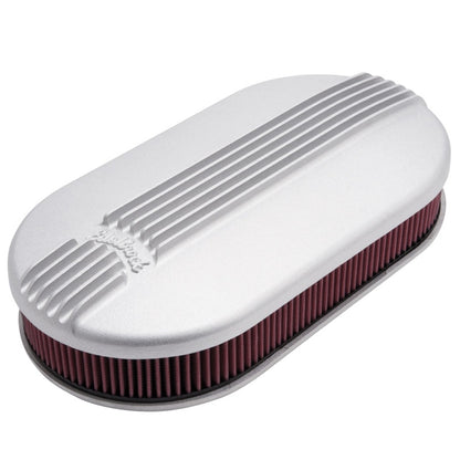 Edelbrock Air Cleaner, Classic Series, Oval, Aluminum Top, Cloth Element, 17.5 " 41199 Photo - Unmounted