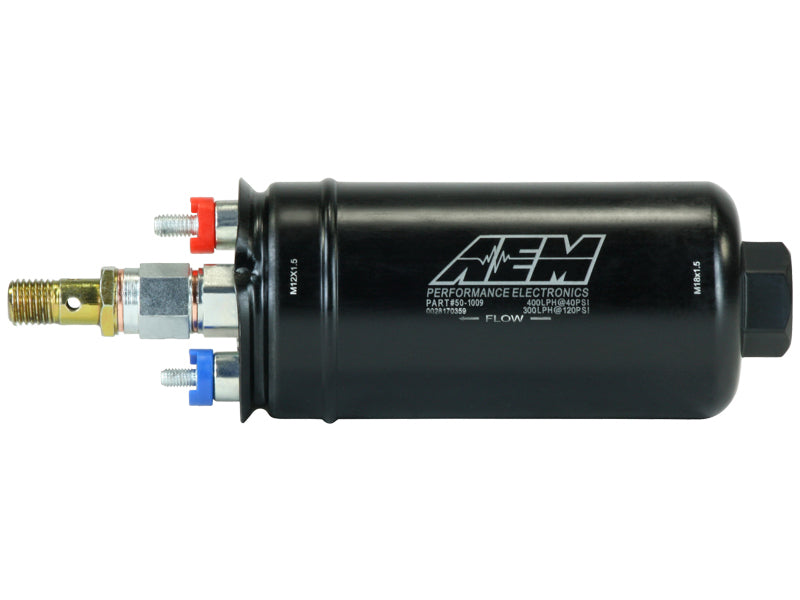 AEM Electronics 400lph Inline High Flow Fuel Pump. 400lph@40psi, 300LPH@120psi. M18x1 50-1009 Photo - Primary