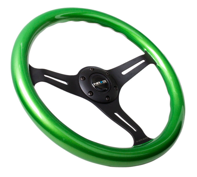 NRG ST-015 Black & Green Painted Wood Steering Wheel ST-015BK-GN Photo - Primary