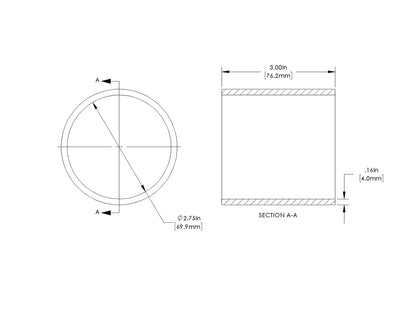 aFe POWER Universal Products Coupler Kit 2-3/4in ID x 3in L - Black 59-00216 59-00216 Technical Drawing