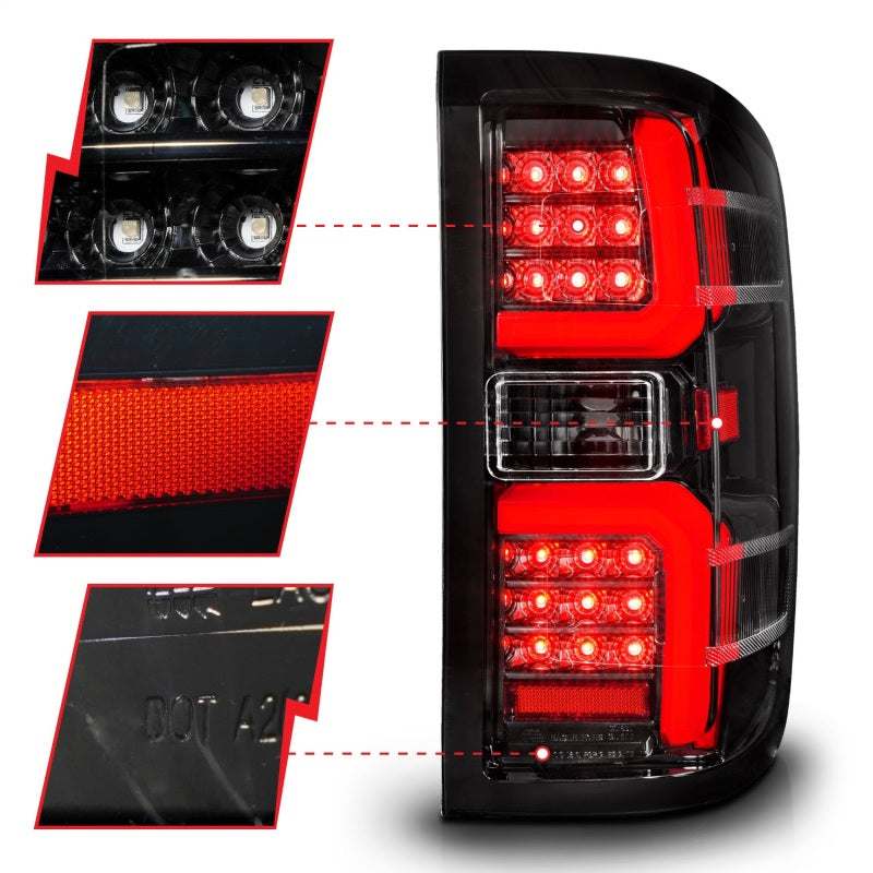 ANZO 15-19 Chevrolet Silverado 2500 HD/3500 HD LED Taillight w/ Sequential Black Housing/Clear Lens 311450 311450 Photo - Unmounted
