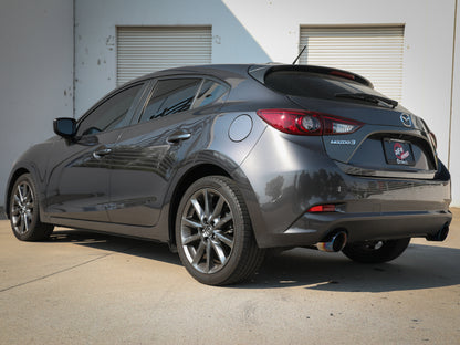 aFe Takeda 2-1/2in 304 SS Cat-Back Exhaust w/ Blue Flame Tips 14-18 Mazda 3 L4 2.0L/2.5L 49-37015-L 49-37015-L Photo - Mounted