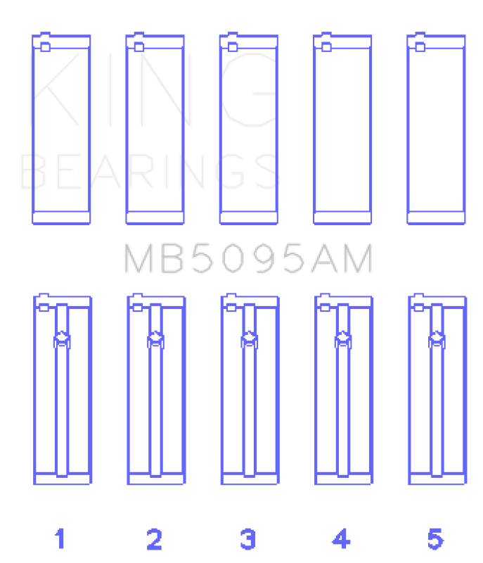 King Engine Bearings King Toyota 1E/2E (1.3L) (Size STD) Performance Main Bearing Set MB5095AM MB5095AM Photo - Primary