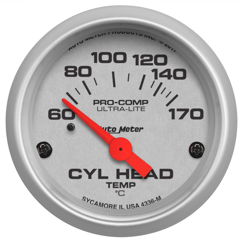Autometer Ultra-Lite 2-1/16in 60-170 Deg F Electric Cylinder Head Temp Gauge 4336-M 4336-M Photo - Primary