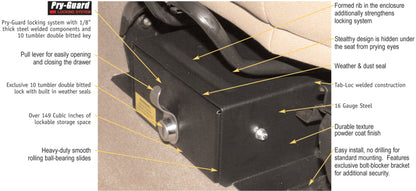 Tuffy Products Tuffy Jeep Wrangler Underseat Drawer Flip Seat W/ Keyed Lock 250-01 250-01 Photo - Close Up