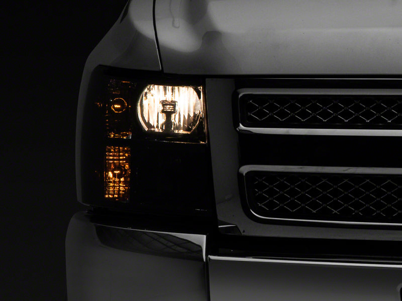 Raxiom 07-14 Chevrolet Silverado 1500 HD Axial OEM RepHeadlights- Chrome Housing- Smoked Lens S122324 S122324 Photo - Primary