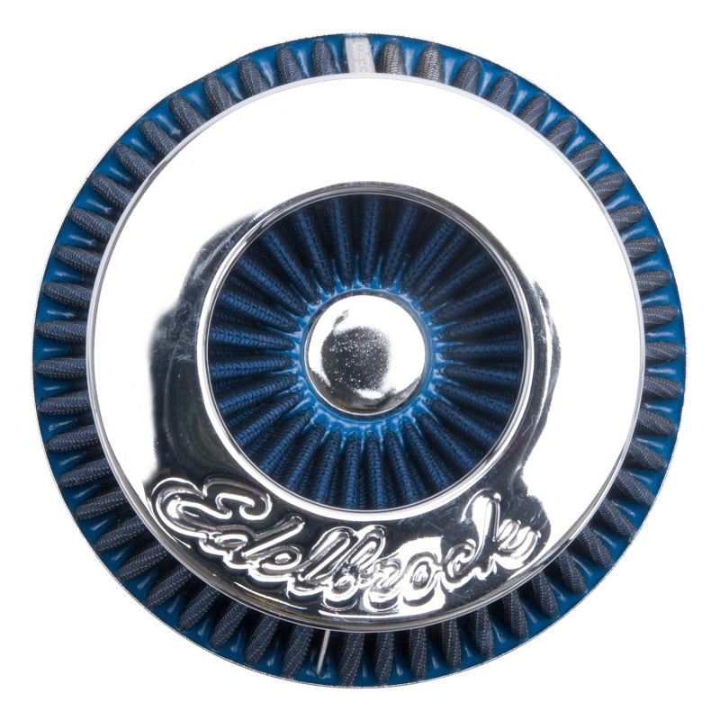 Edelbrock Air Filter, Pro-Flo Series, Conical, 10" Tall, Blue/Chrome 43693 Photo - Unmounted