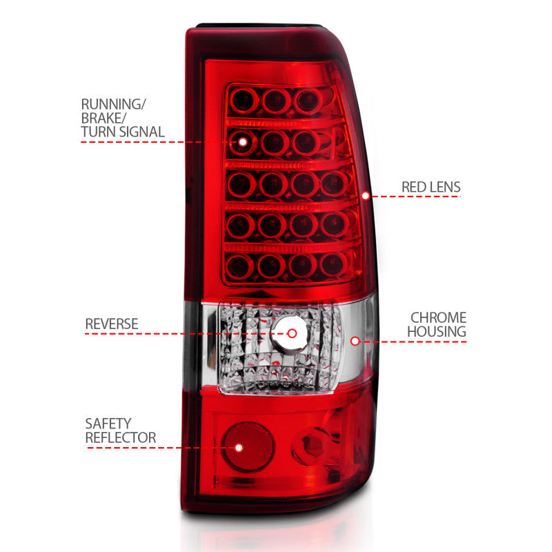 Anzo 2003-2006 Chevrolet Silverado 1500 LED Taillights Red/Clear 311007 Photo - Unmounted