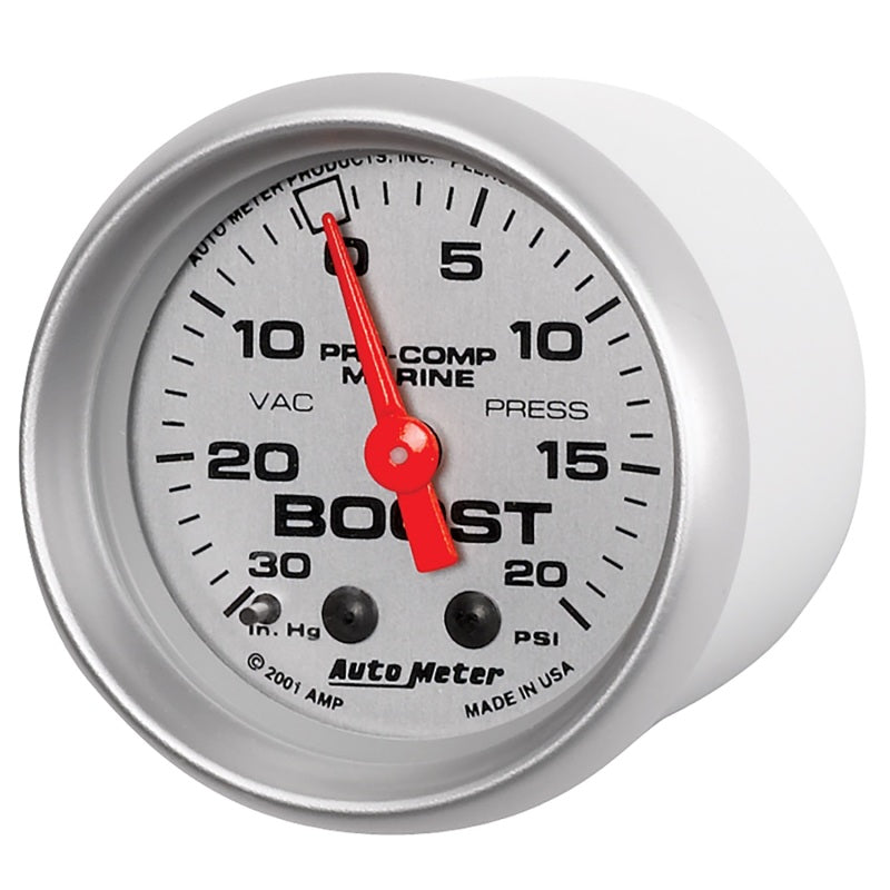 Autometer 2-1/16" Vacuum/Boost, 30 In Hg/20 Psi, Mechanical, Marine Silver 200774-33 User 2