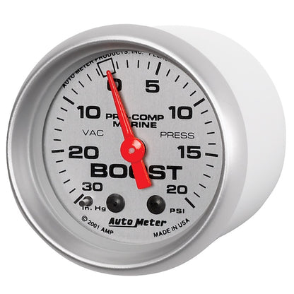Autometer 2-1/16" Vacuum/Boost, 30 In Hg/20 Psi, Mechanical, Marine Silver 200774-33 User 2