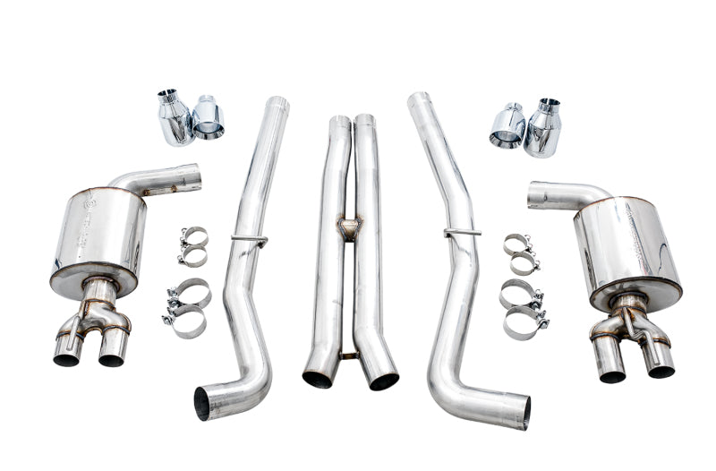 AWE Tuning 2015+ Dodge Challenger 6.4L/6.2L Non-Resonated Touring Edition Exhaust - Quad Silver Tips 3020-42074 3020-42074 Photo - out of package