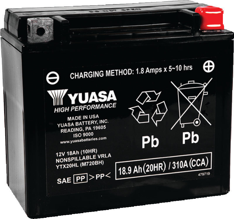 Yuasa Battery Yuasa YTX20HL Maintenance Free AGM 12 Volt Battery YUAM720BH YUAM720BH Photo - Primary