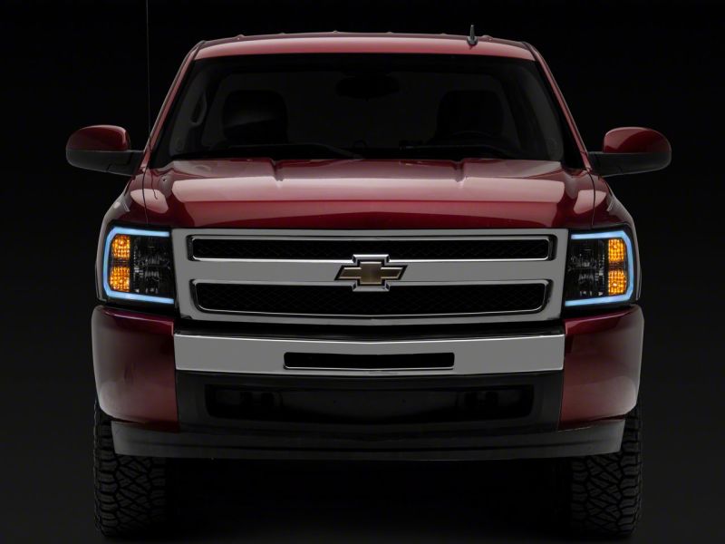Raxiom 07-13 Chevrolet Silverado 1500 Axial Series Headlights w/ LED Bar- Blk Housing (Clear Lens) S138003 S138003 Photo - Close Up