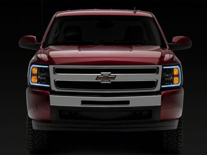 Raxiom 07-13 Chevrolet Silverado 1500 Axial Series Headlights w/ LED Bar- Blk Housing (Clear Lens) S138003 S138003 Photo - Close Up
