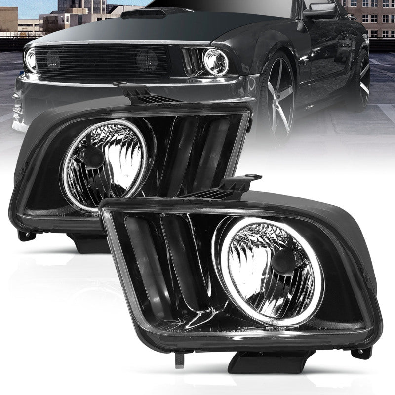 Anzo 2005-2009 Ford Mustang Crystal Headlights w/ Halo Black (CCFL) 121033 Photo - lifestyle view