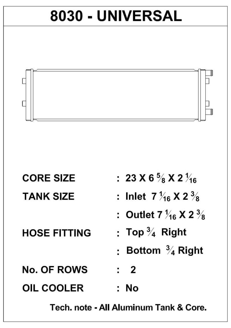 CSF Dual-Pass Universal Heat Exchanger (Cross-Flow) 8030 8030 Technical Drawing