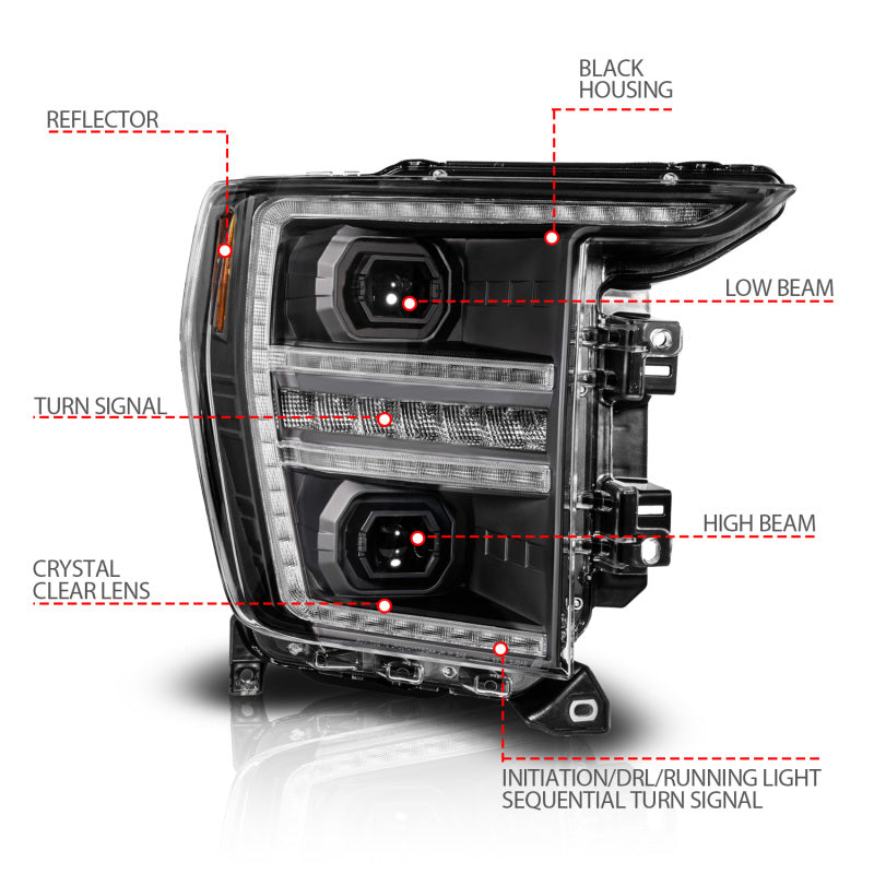 ANZO 21-23 Ford F150 LED Projector Headlight w/Switchback+Sequential - Black (Passenger Side Only) 111594-R 111594-R Photo - Unmounted