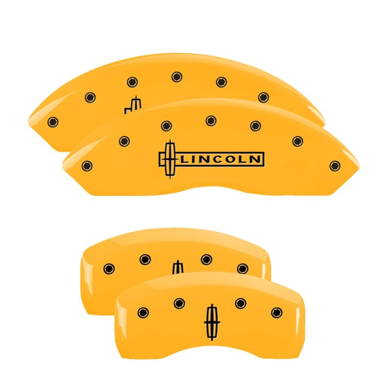 MGP 4 Caliper Covers Engraved Front Lincoln Engraved Rear Star logo Yellow finish black ch 36018SLC1YL 36018SLC1YL Photo - Primary