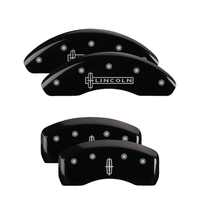 MGP 4 Caliper Covers Engraved Front Lincoln Engraved Rear Star logo Black finish silver ch 36008SLC1BK 36008SLC1BK Photo - Primary