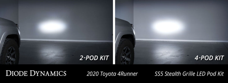 Diode Dynamics 14-23 Toyota 4Runner SS5 Stealth Grille LED 4-Pod Kit Sport - White Driving DD7546 DD7546 User 6