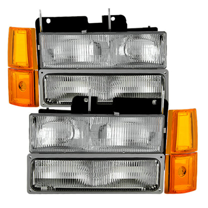 SPYDER Xtune GMC Yukon 94-99 Headlights w/ Corner & Parking Lights 8pcs Sets - OEM HD-JH-GCK94-OE-C-SET 9034411 9034411 Photo - Primary