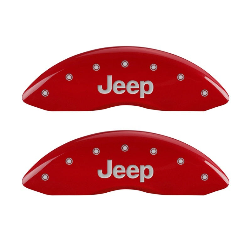 MGP Front set 2 Caliper Covers Engraved Front JEEP Red finish silver ch 42011FJEPRD 42011FJEPRD Photo - Primary