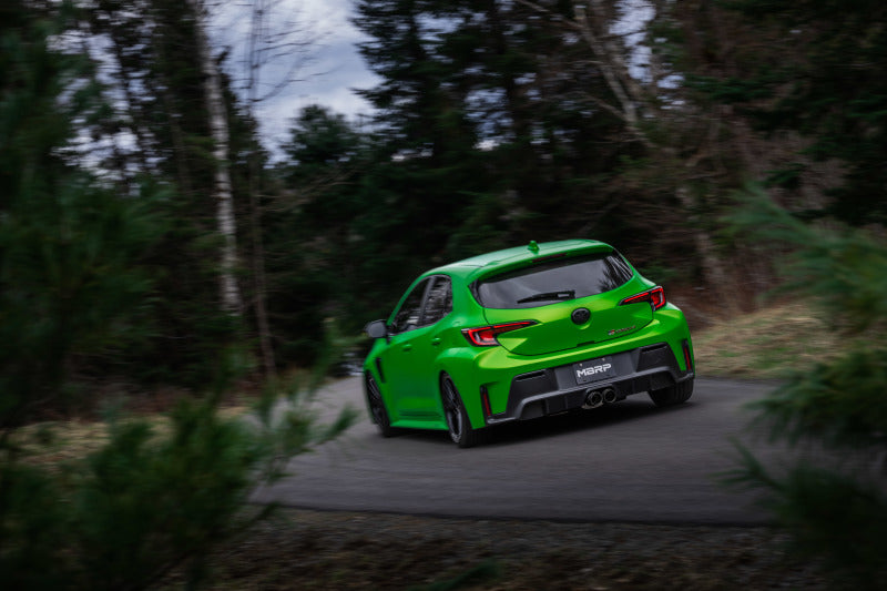 MBRP 2023 Toyota Corolla GR 1.6L T304 SS 3in Cat-Back Dual Center Rear w/ Carbon Fiber Tips S43033CF S43033CF Photo - lifestyle view