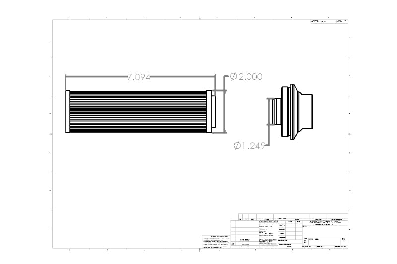 Aeromotive Filter Element 10 micron Microglass - Fits 12364 12664 12664 Technical Drawing