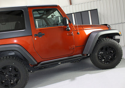 Fishbone Offroad 07-18 Jeep Wrangler JK 2 Door Rubicon Steel Rock Slider - Black Textured Powdercoat FB23010 FB23010 Photo - lifestyle view