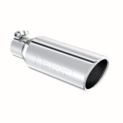 MBRP Universal Tip 4in OD 2.5in Inlet 12in Length Angled Cut Rolled End T5150 Photo - Primary