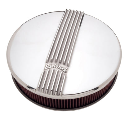 Edelbrock Air Cleaner, Classic Series, Round, Aluminum Top, Cloth Element, 14" D 4117 Photo - out of package