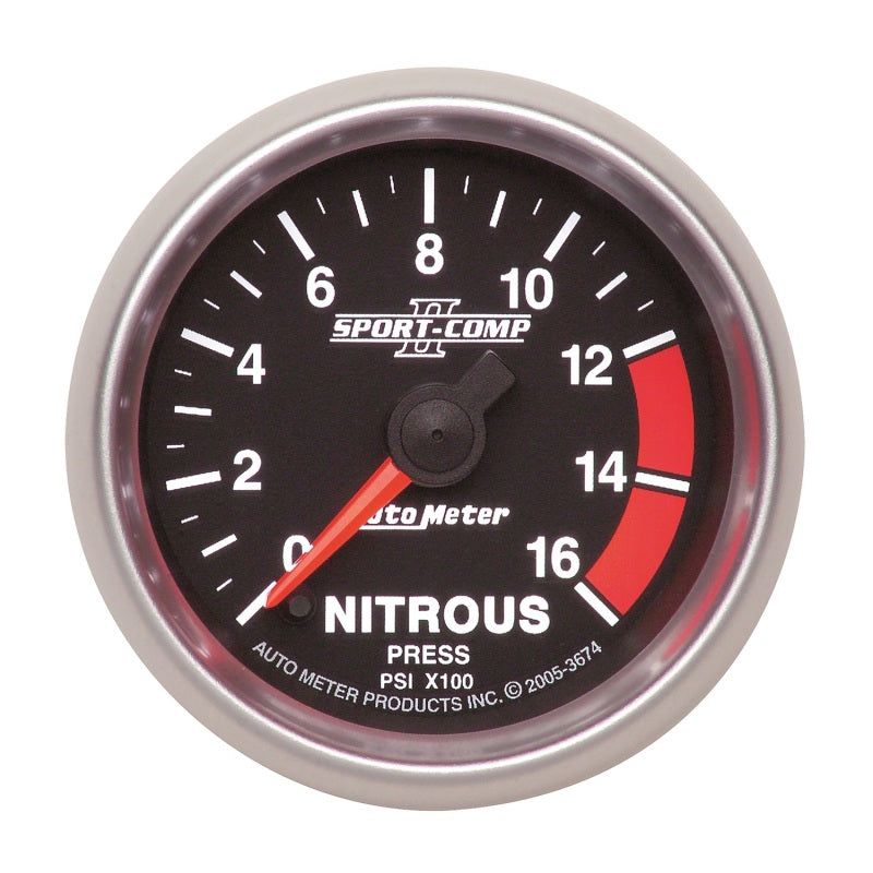 AutoMeter Sport-Comp II 52mm Full Sweep Electronic 0-1600 PSI Nitrous Pressure Gauge 3674 3674 Photo - Primary