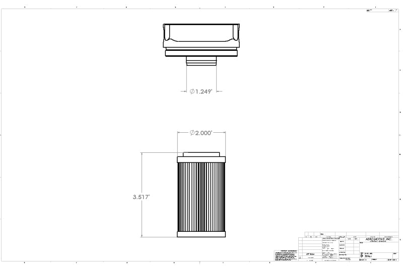 Aeromotive 10 Micron Element for Canister Filters 12608 Technical Drawing