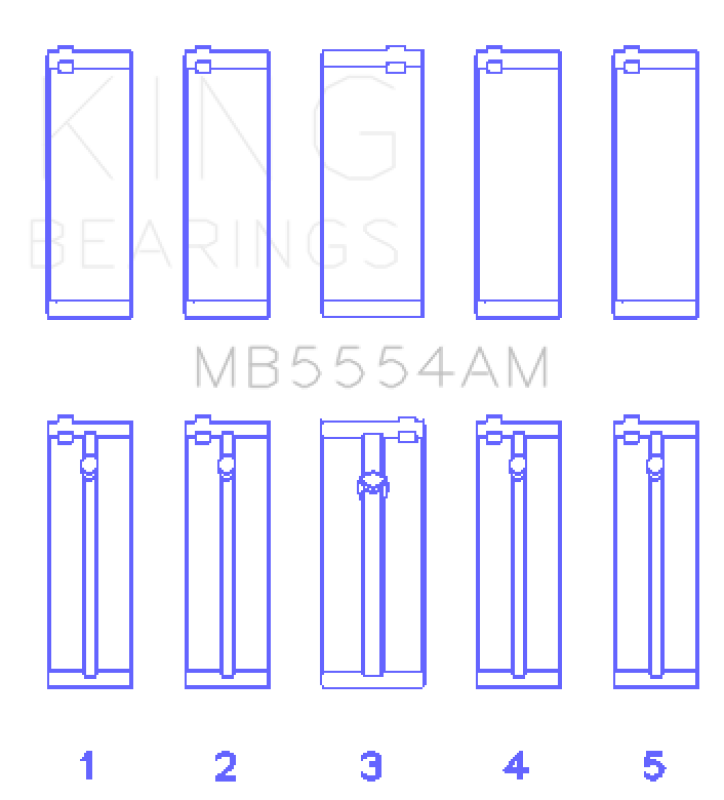 King Engine Bearings Toyota 3Sgte (Size +0.25mm) Main Bearing Set MB5554AM0.25 MB5554AM0.25 Photo - Primary