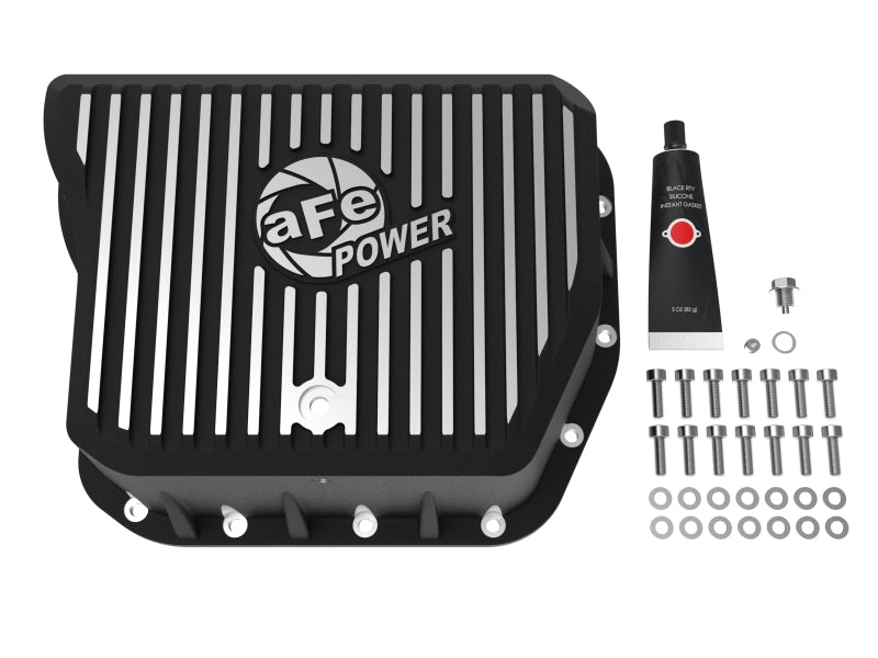 aFe Transmission Pan, Black w/ Machined Fins: Dodge Diesel Trucks 94-07 L6 46-70052 Photo - Unmounted