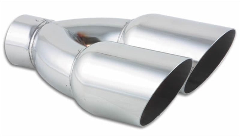 Vibrant Dual 3.5" Round Stainless Steel Tips (Single Wall, Angle Cut) 1333 Photo - Primary