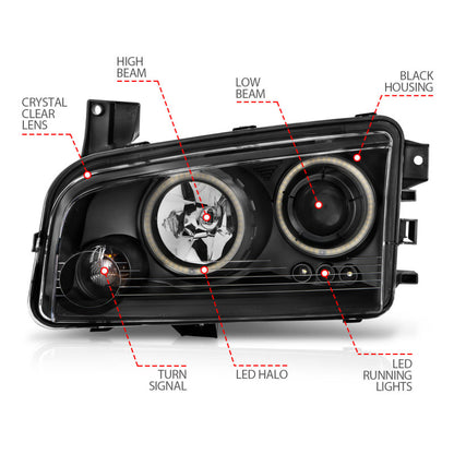 Anzo 2006-2010 Dodge Charger Projector Headlights w/ Halo Chrome (CCFL) 121218 User 4