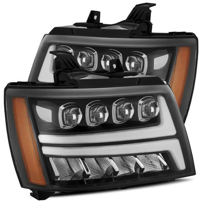 AlphaRex 07-13 Chevy Avalanche NOVA LED Proj Headlights Plank Style Gloss Black w/Activ Light/DRL 880287 880287 Photo - Primary