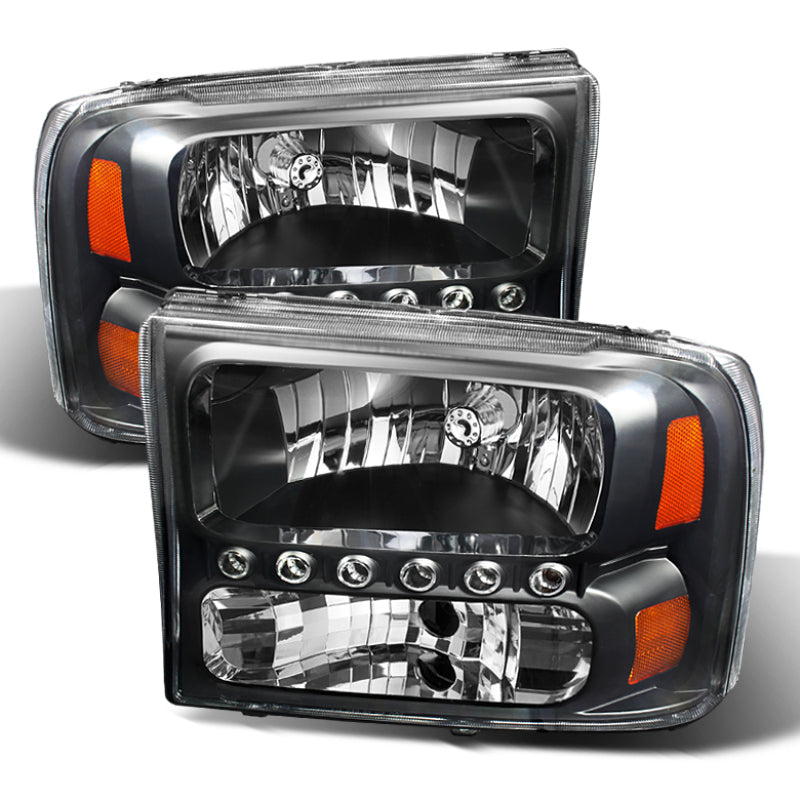 SPYDER Xtune Ford F250 F350 Super Duty 99-04 1Pc Headlights w/ LED Black HD-JH-FF25099-LED-BK 9026164 9026164 Photo - Primary