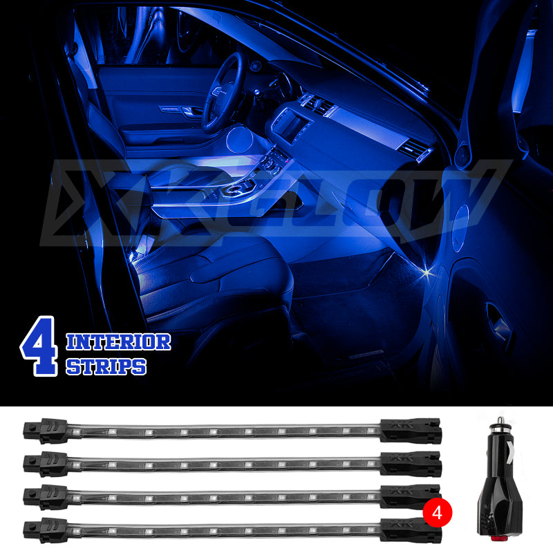 XKGLOW XK Glow Single Color XKGLOW UnderglowLED Accent Light Car/Truck Kit Blue - 4x8In XK041004-B