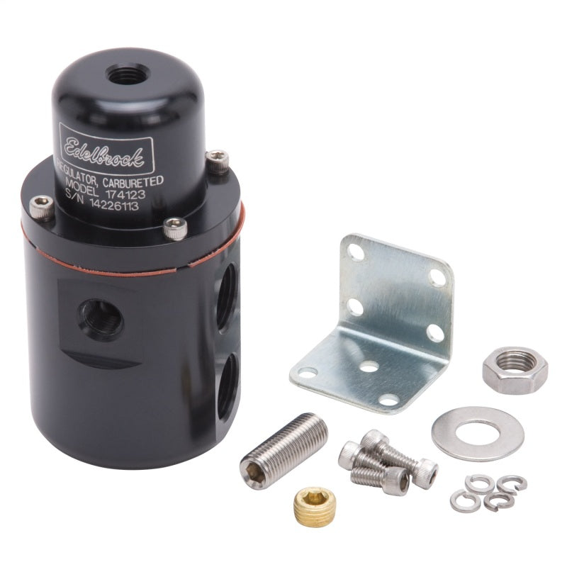 Edelbrock Fuel Pressure Regulator Carbureted 160 GPH 5-10 PSI 3/8In In/Out Returnless Black 174123 174123 Photo - Primary