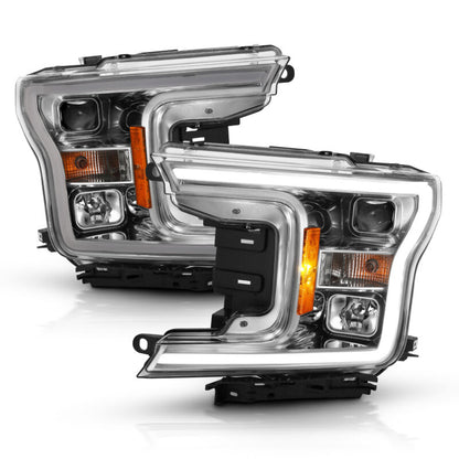 ANZO 2018-2019 Ford F-150 Projector Plank Style H.L. Chrome Amber (Without Switchback) 111468 111468 Photo - Primary