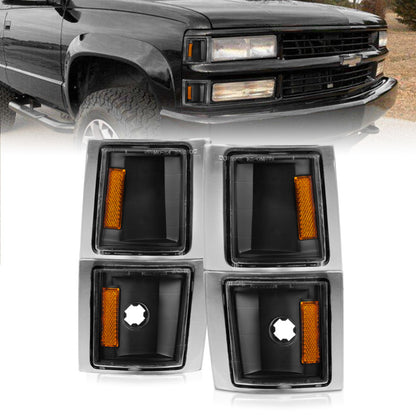 ANZO 1994-1998 Chevrolet Blazer Corner Lights Black Housing Clear Lens w/ Amber Reflector 521042 521042 Photo - Primary