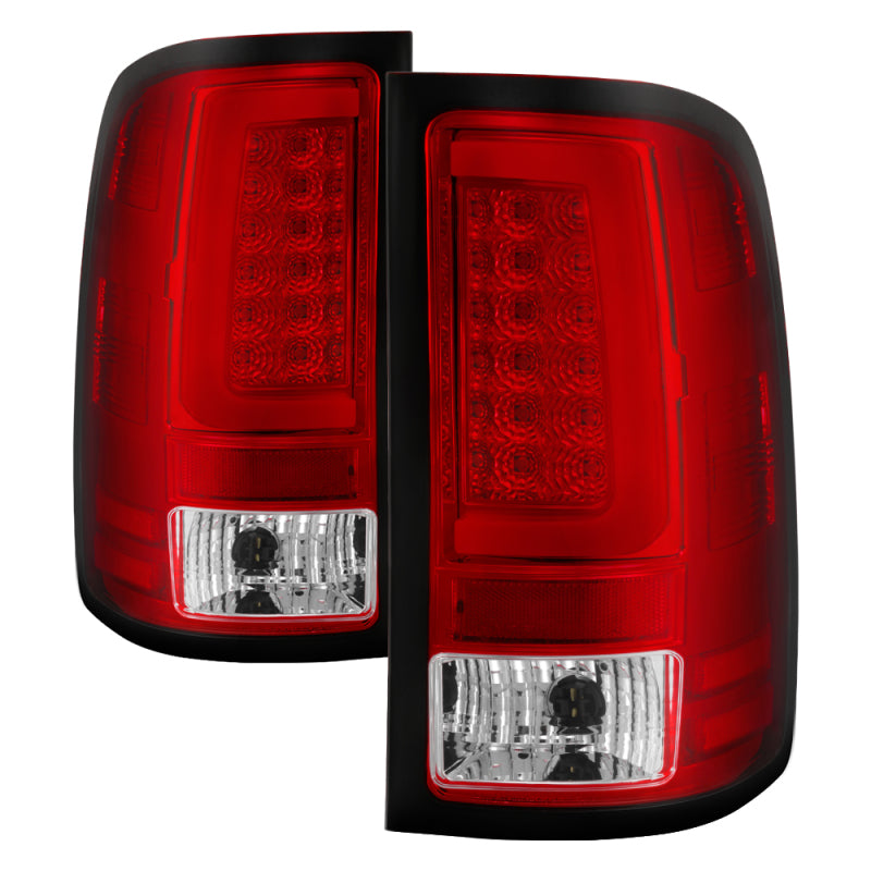 Spyder 07-13 GMC Sierra 1500 V2 Light Bar LED Tail Lights - Red Clear (ALT-YD-GS07V2-LBLED-RC) 5084767 5084767 Photo - Primary