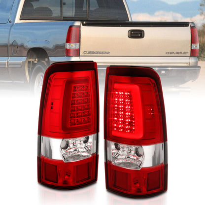 ANZO 2003-2006 Chevy Silverado 1500 LED Taillights Plank Style Chrome With Red/Clear Lens 311335 311335 Photo - Primary